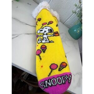 Snoopy Ice Cream fuzzy socks Yellow Pink